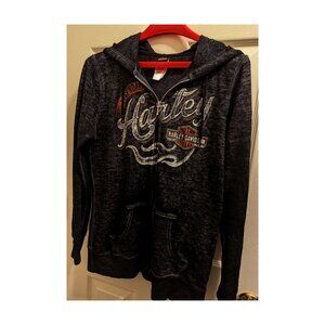 Harley Davidson Women's S Jagged Fury Hoodie Orlando Fla Charcoal  Full Zip